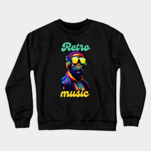 Colorful gorilla listen to music graphic design artwork Crewneck Sweatshirt